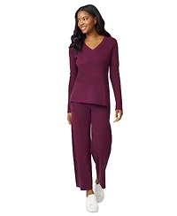 Melissa Paige Petite V-Neck Side-Slit Tunic Sweater
