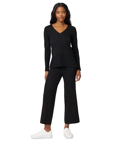 Melissa Paige Petite Ribbed-Knit V-Neck Tunic & Pant Sweater Set