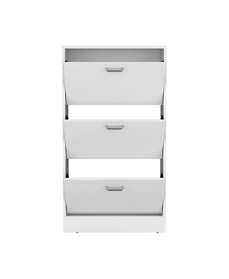 Crocker Shoe Rack, 3 Doors, Shelves, White