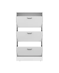 Crocker Shoe Rack, 3 Doors, Shelves, White