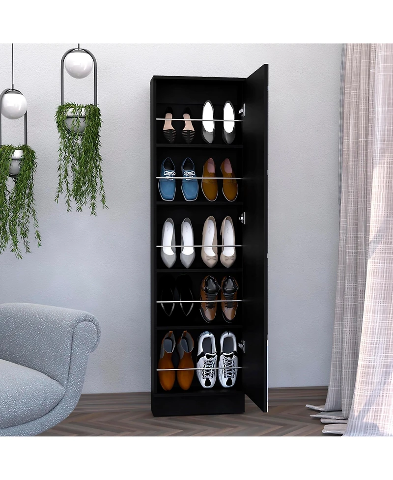 Depot E-shop Charlotte Xl Shoe Rack, Five Interior Shelves, Mirror, Single Door Cabinet