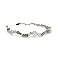 Wavy Oyster Pearl Headband - Grey