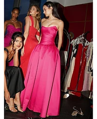 Miss Circle Women's Walterina Fuchsia Satin Strapless Drop Waist Corset Gown