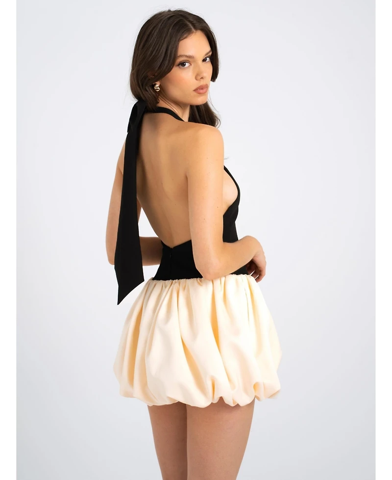 Miss Circle Women's Yaira Backless Drop Waist Mini Bubble Dress