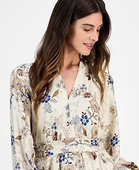 Anne Klein Petite Tiered Floral-Print Dress