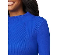 Melissa Paige Petite Funnel-Neck Ribbed Pullover Sweater