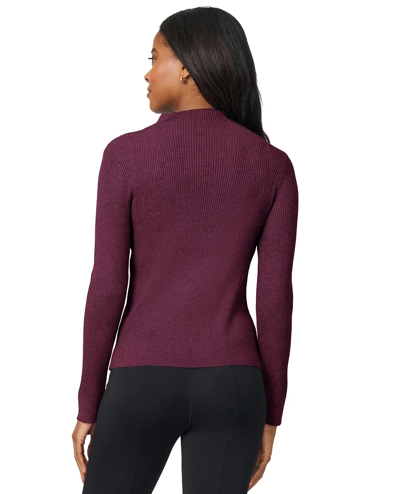 Melissa Paige Petite Funnel-Neck Ribbed Pullover Sweater