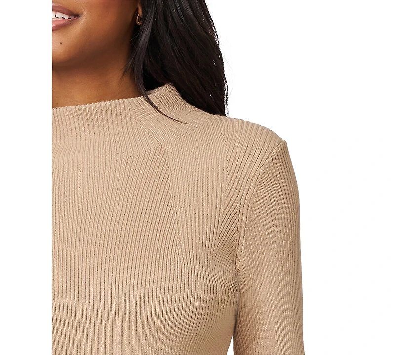 Melissa Paige Petite Funnel-Neck Ribbed Pullover Sweater