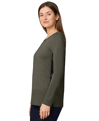 Melissa Paige Petite Tipped Side-Button Tunic Sweater