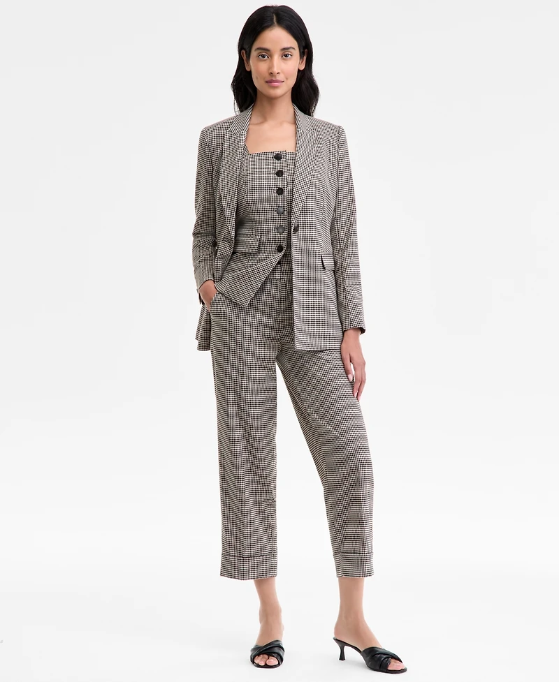 Anne Klein Women's Single-Button Houndstooth-Print Blazer