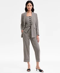 Anne Klein Women's Single-Button Houndstooth-Print Blazer
