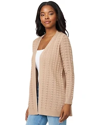 Melissa Paige Petite Pointelle Open-Front Cardigan Sweater