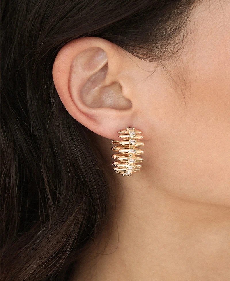 Ettika Thick Oval Dome Baguette Hoop Earrings