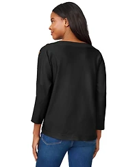 Melissa Paige Petite Button-Trim Dolman-Sleeve Sweater