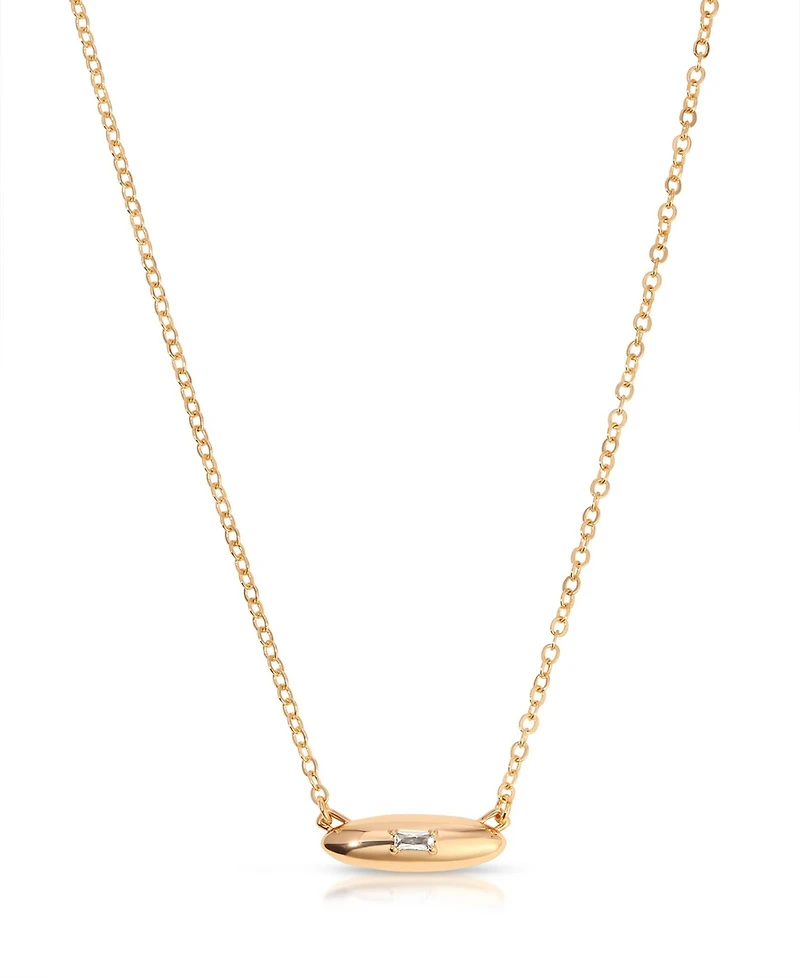 Ettika Oval Dome Baguette Simple Pendant Necklace