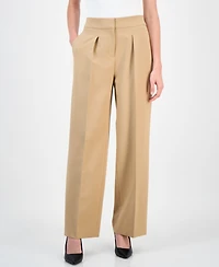 Anne Klein Women's High-Rise Pleated Wide-Leg Ultra-Fine-Twill Pants