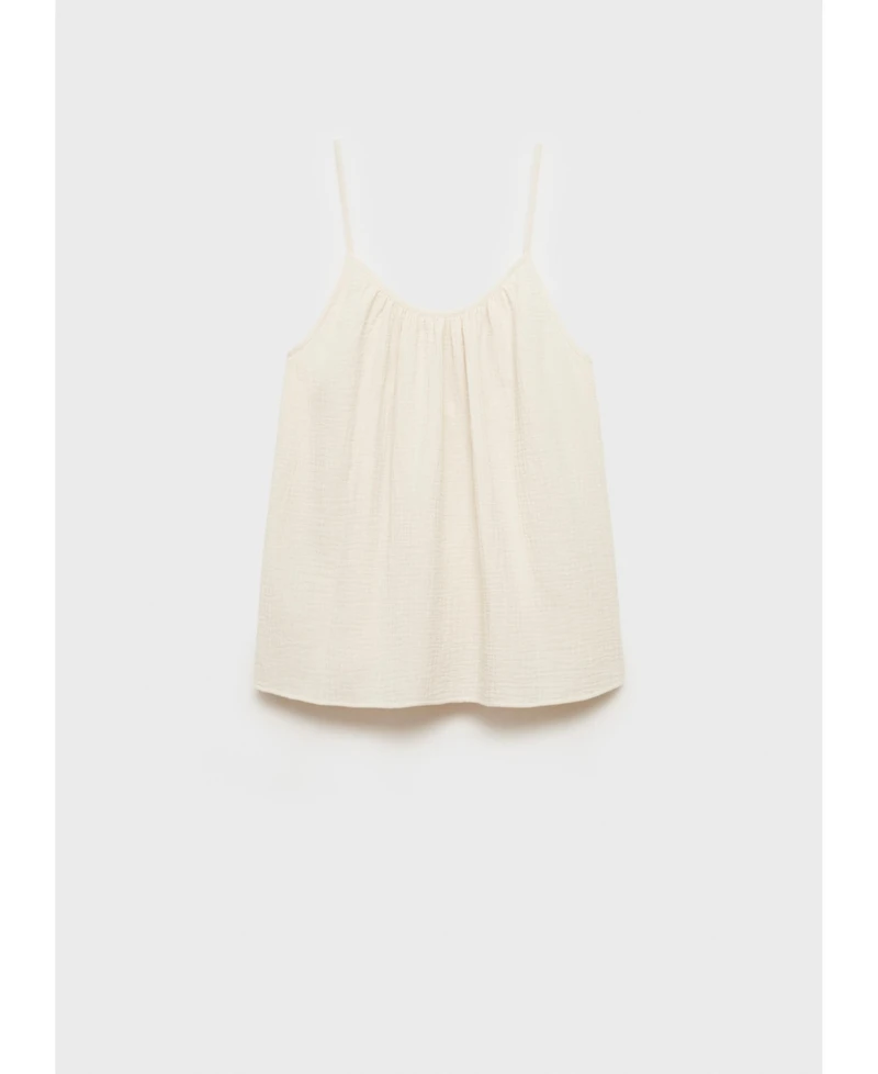 Mango Women's Plain Cotton Spaghetti Strap Pajama Top
