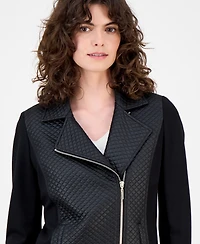 Anne Klein Petite Textured Motorcycle Jacket