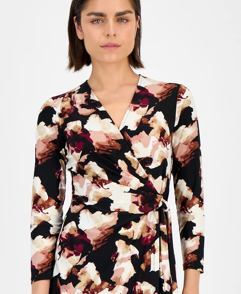 Anne Klein Petite Classic 3/4-Sleeve Wrap Dress