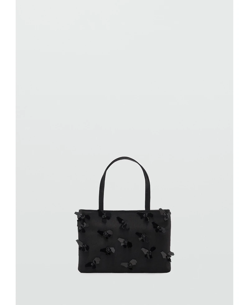 Mango Women's Flower Applique Handbag