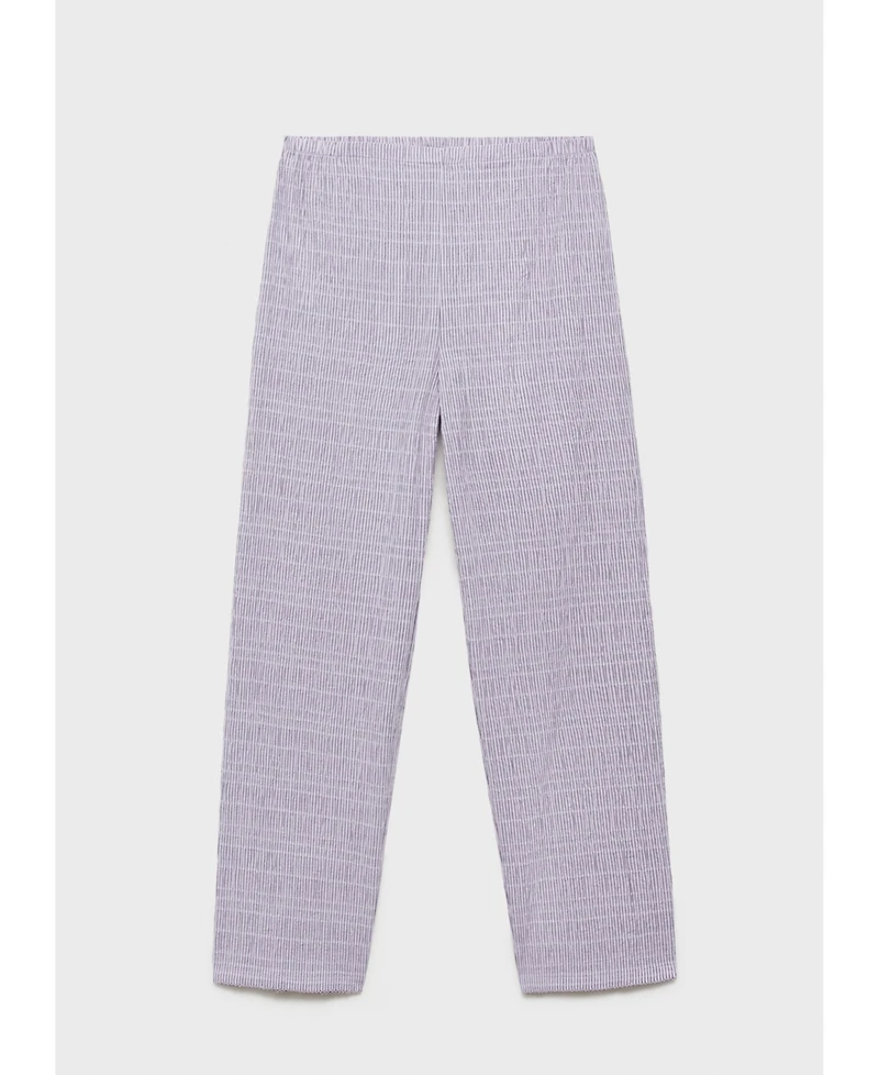 Mango Women's Cotton Striped Woven Seersucker Pajama Pants