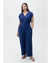 Mango Women's Long Cropped Belted Jumpsuit