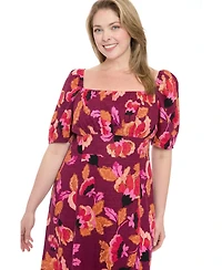 London Times Plus Short-Sleeve A-Line Dress