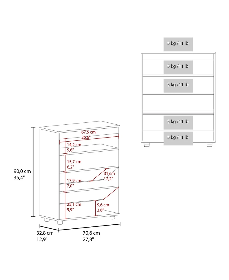 North Fork Shoe Rack, Pneumatic Lift-Up Compartment, Dual Doors, White and Natural Oak