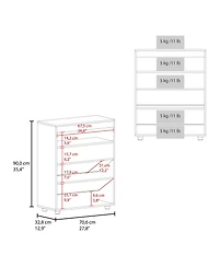North Fork Shoe Rack, Pneumatic Lift-Up Compartment, Dual Doors, White and Natural Oak