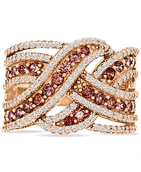 Cubic Zirconia Braid Style Statement Ring 14k Rose Gold Sterling Silver