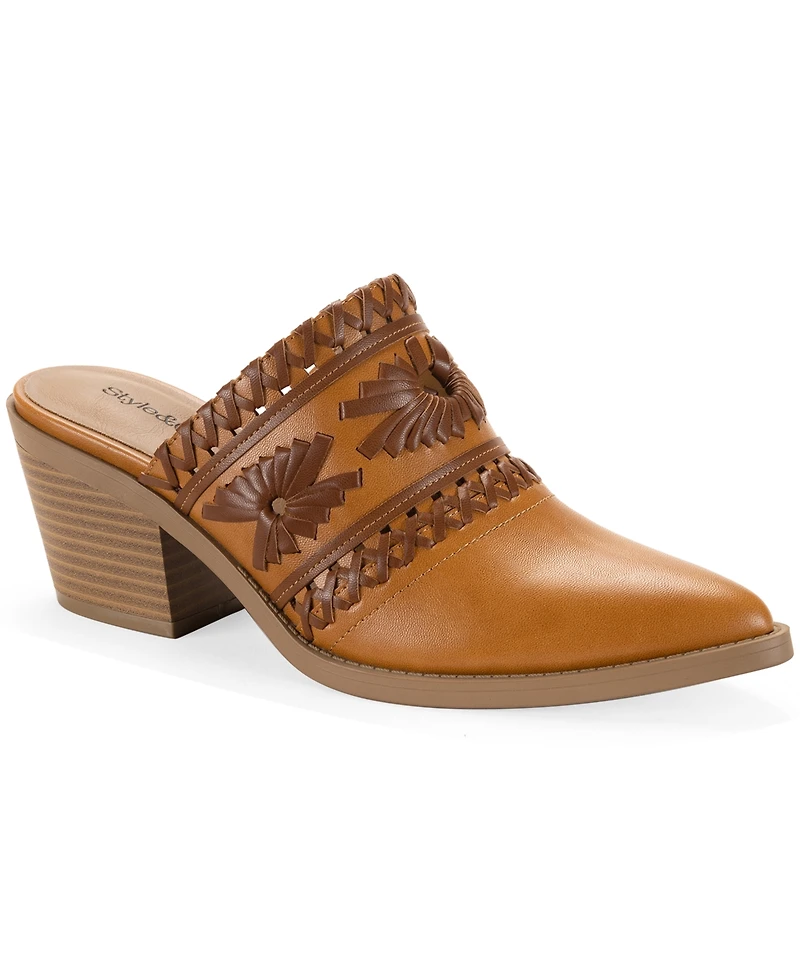 Style & Co Women's Lucyy Stitch Detail Block Heel Mules, Exclusively at Macy's