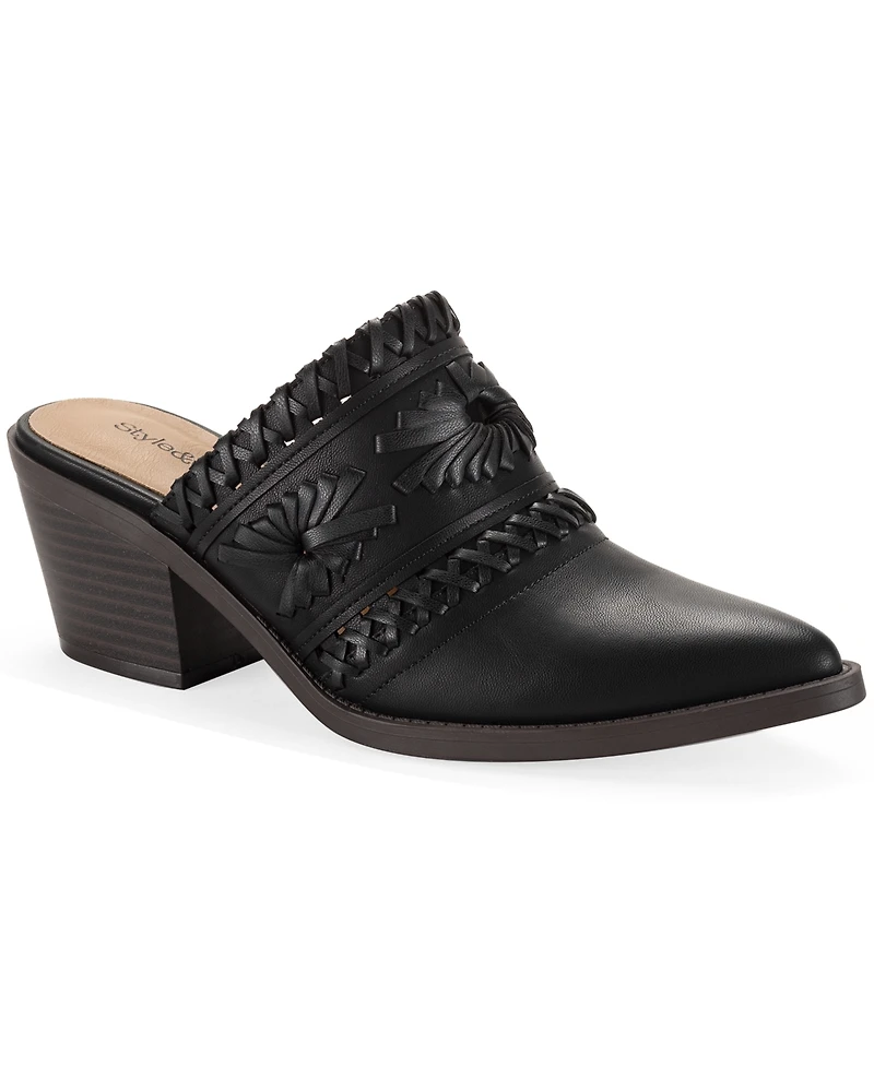 Style & Co Women's Lucyy Stitch Detail Block Heel Mules, Exclusively at Macy's