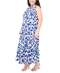Msk Plus Printed Split-Neck Sleeveless Maxi Dress