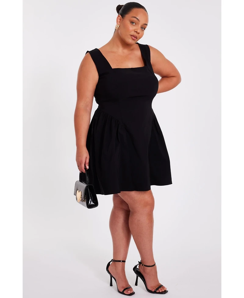Quiz Plus Square Neck Drop Waist Mini Dress