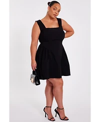 Quiz Plus Square Neck Drop Waist Mini Dress