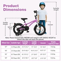Kids Bicycle with Dual Brakes Training Wheels for Beginner Riders