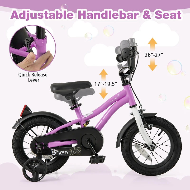 Kids Bicycle with Dual Brakes and Training Wheels for Beginner Riders
