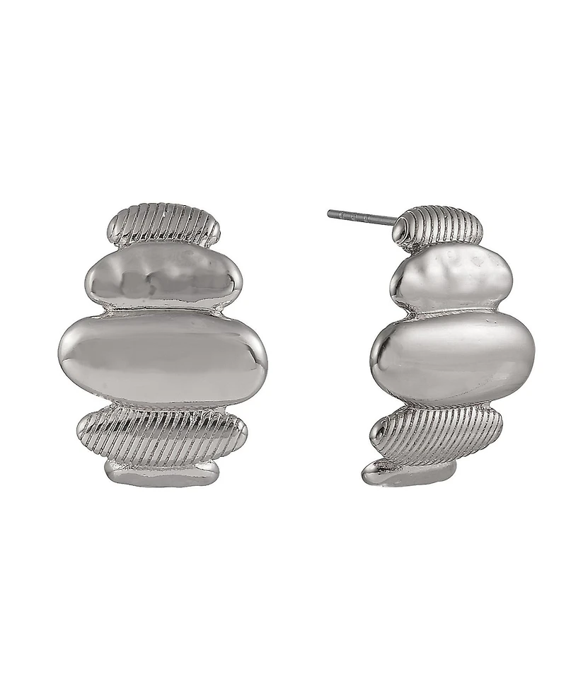 Laundry by Shelli Segal Silver Tone Polished and Textured Drop Earrings