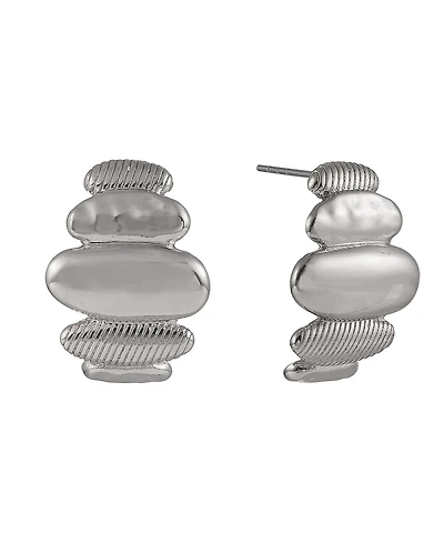 Laundry by Shelli Segal Silver Tone Polished and Textured Drop Earrings