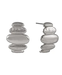 Laundry by Shelli Segal Silver Tone Polished and Textured Drop Earrings