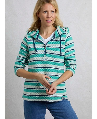 Weird Fish Women's Ally 1/4 Zip Stripe Hoodie