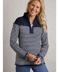 Weird Fish Women's Juliet 1/4 Zip Stripe Macaroni
