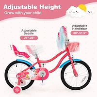 Girls Bike for 4-7 Years Old Kids Bike with Doll Seat and Training Wheels