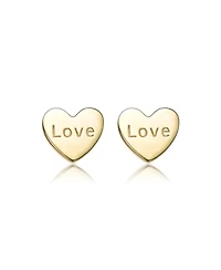 14K Gold Plated with Clear Cubic Zirconia Heart, Key & Lock "Love & Lock" Stud Earring 3-Piece Set