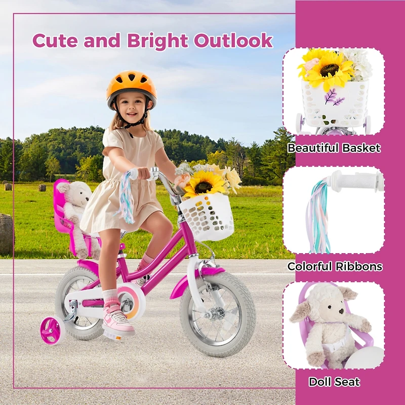 Kids Bicycle with Training Wheels and Front and Rear Brake System
