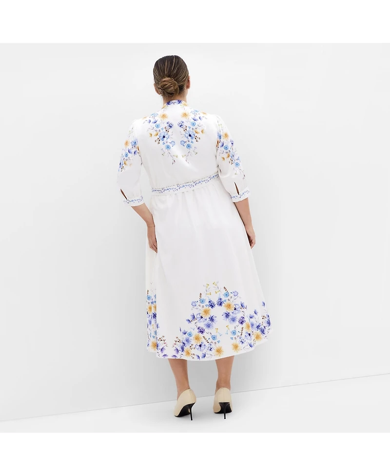 City Chic Plus Annabelle Button Down Floral Midi Dress