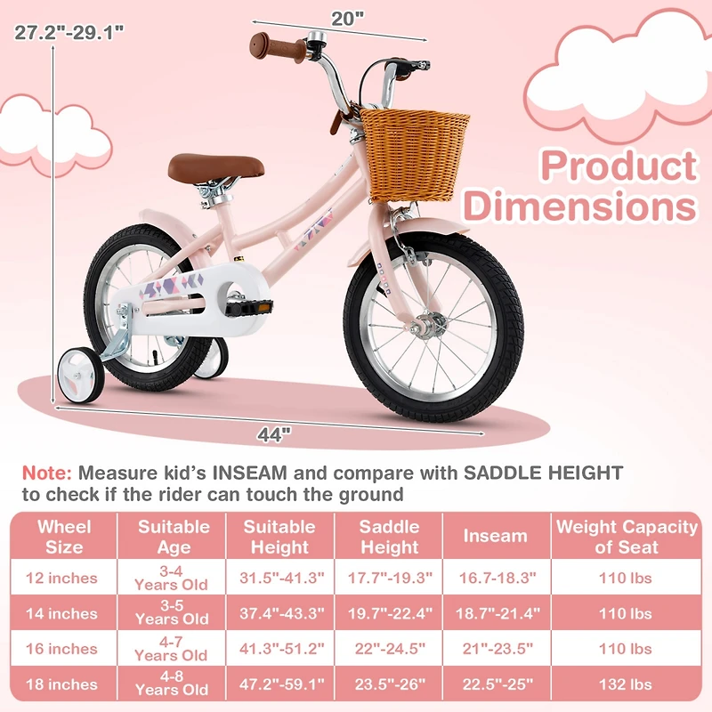Kids Retro Bike with Adjustable Height and Basket Fun and Stylish Bicycle