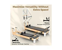 Mikolo Wooden Reformer & Tower Combo – Includes Mat, Jump Board & Sitting Box