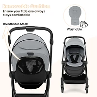 Slickblue Toddler Foldable Pram Stroller with Reversible Seat Reclining Backrest