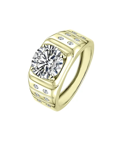 Men's Large Clear Cubic Zirconia with Smaller Accent Cz Adjustable Band Ring